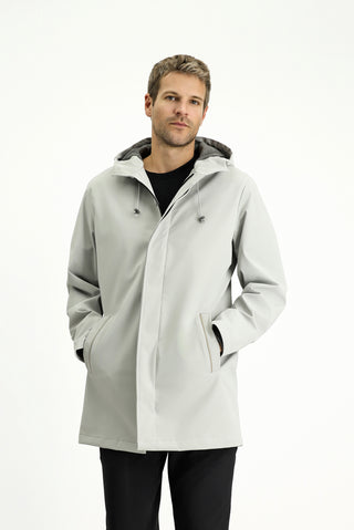  Açık Gri Techno-Line Likralı Kapüşonlu Pardösü & Trençkot