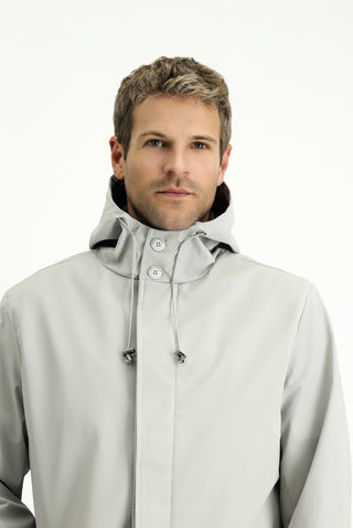  Açık Gri Techno-Line Likralı Kapüşonlu Pardösü & Trençkot