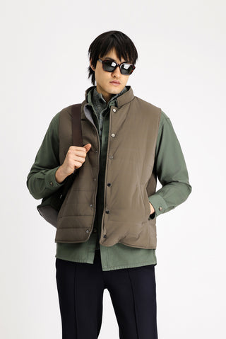  Koyu Kahve Slim Fit Dar Kesim Dik Yaka Çıtçıtlı Cepli Spor Kapitone Yelek