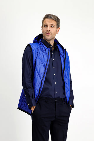  Saks Mavi Kapüşonlu Kapitone Spor Yelek