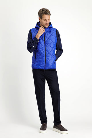  Saks Mavi Kapüşonlu Kapitone Spor Yelek