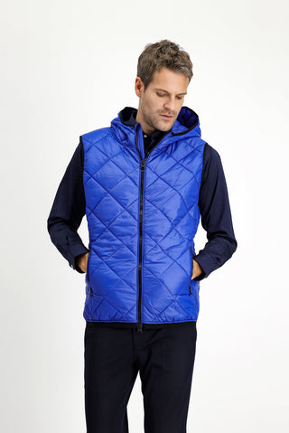  Saks Mavi Kapüşonlu Kapitone Spor Yelek