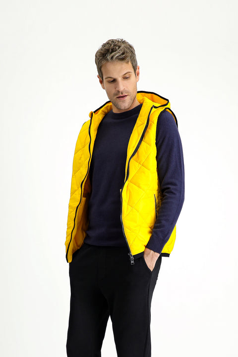 Açık Sarı Kapüşonlu Kapitone Spor Yelek