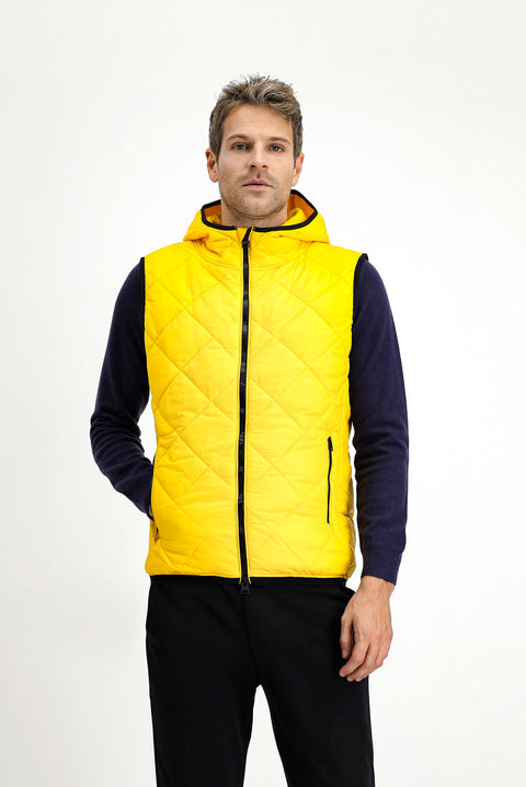 Açık Sarı Kapüşonlu Kapitone Spor Yelek