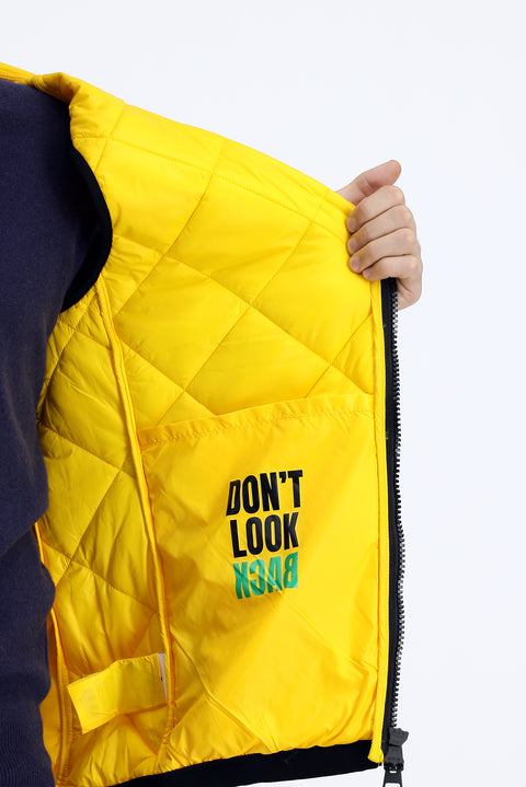 Açık Sarı Kapüşonlu Kapitone Spor Yelek