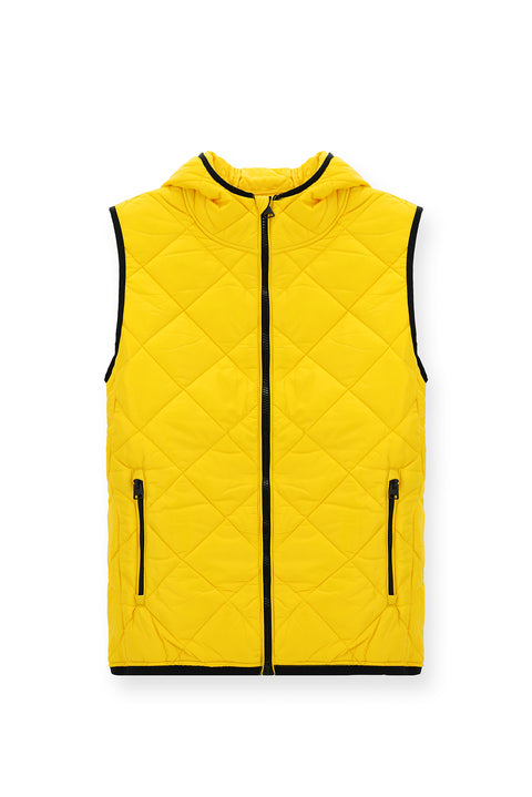 Açık Sarı Kapüşonlu Kapitone Spor Yelek