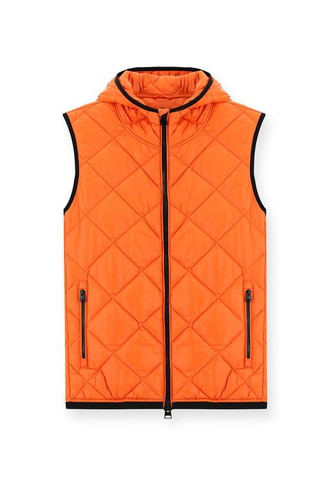 Orta Turuncu Kapüşonlu Kapitone Spor Yelek