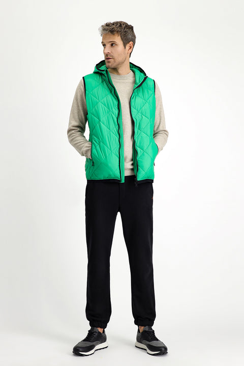 Çimen Yeşili Kapüşonlu Kapitone Spor Yelek