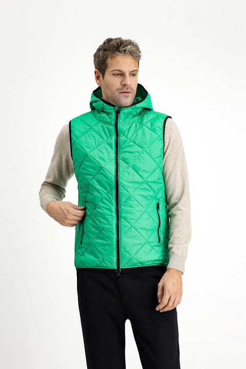 Çimen Yeşili Kapüşonlu Kapitone Spor Yelek