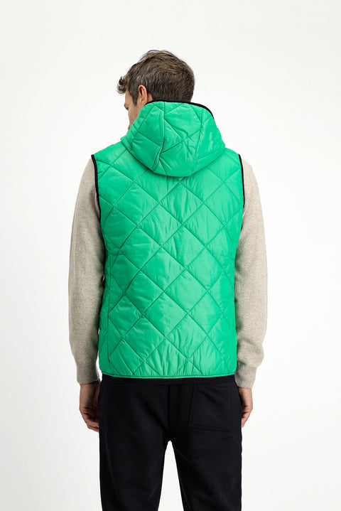 Çimen Yeşili Kapüşonlu Kapitone Spor Yelek