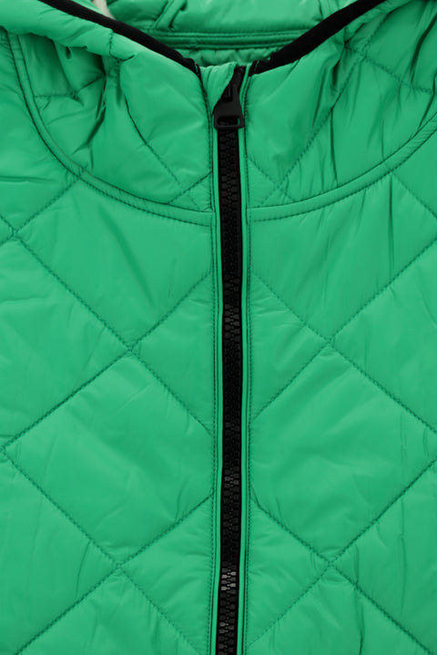 Çimen Yeşili Kapüşonlu Kapitone Spor Yelek