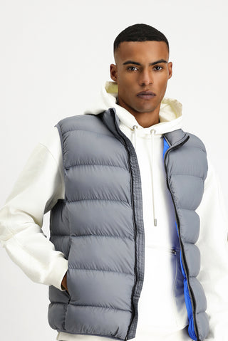  Orta Gri Kapitone Çantalı Spor Şişme Yelek