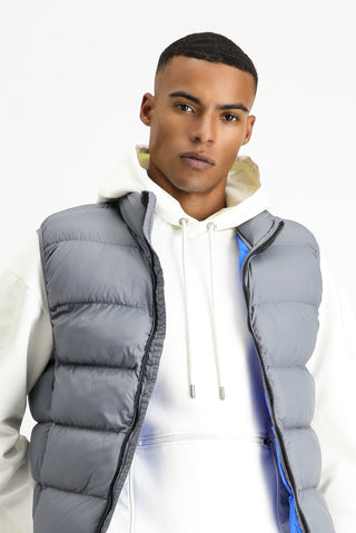  Orta Gri Kapitone Çantalı Spor Şişme Yelek