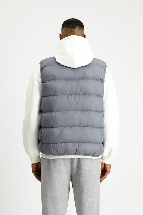 Orta Gri Kapitone Çantalı Spor Şişme Yelek