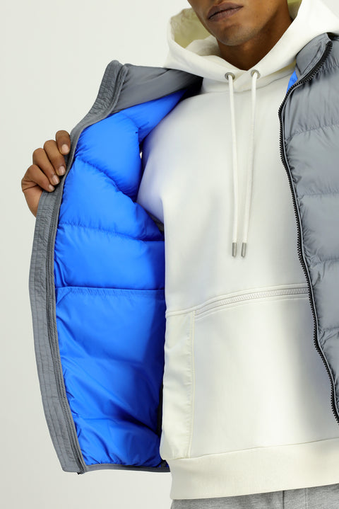 Orta Gri Kapitone Çantalı Spor Şişme Yelek