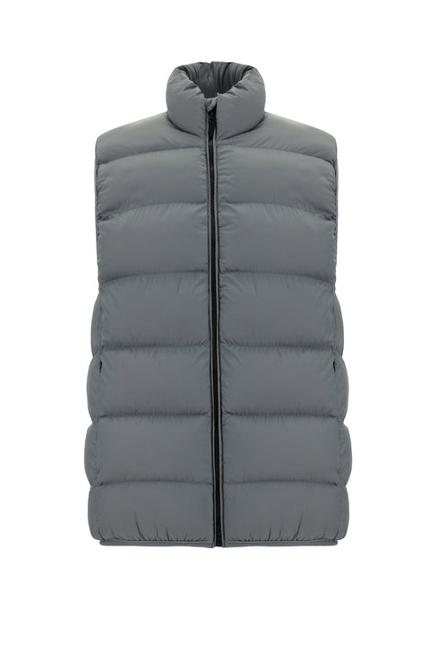 Orta Gri Kapitone Çantalı Spor Şişme Yelek