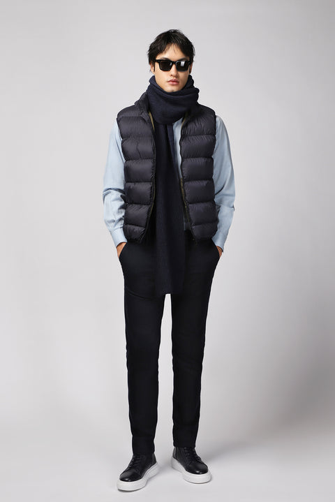 Koyu Lacivert Kapitone Çantalı Spor Şişme Yelek