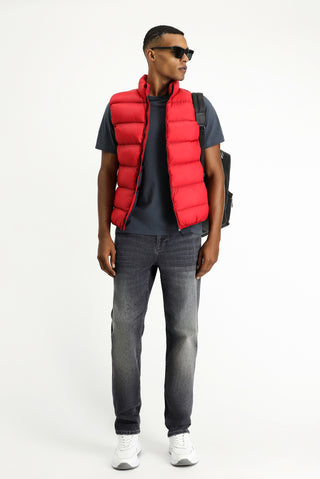  Koyu Kırmızı Kapitone Çantalı Spor Şişme Yelek