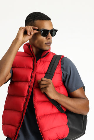  Koyu Kırmızı Kapitone Çantalı Spor Şişme Yelek