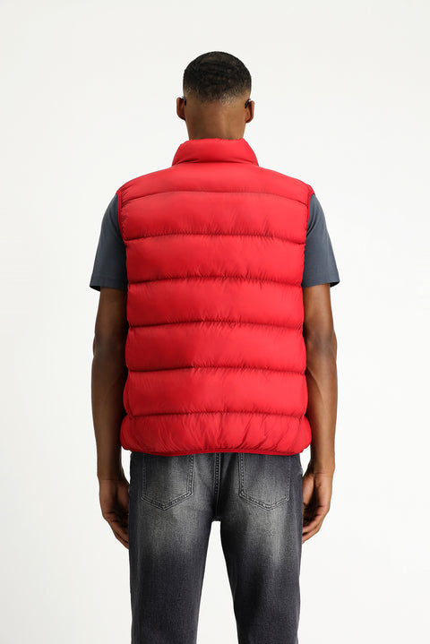 Koyu Kırmızı Kapitone Çantalı Spor Şişme Yelek