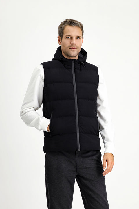 Siyah Kapüşonlu Spor Şişme Yelek