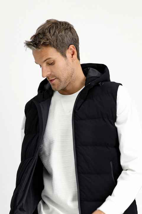 Siyah Kapüşonlu Spor Şişme Yelek