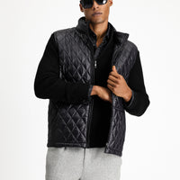 Black Stand Collar Quilted Sports Vest with Pockets and Zipper