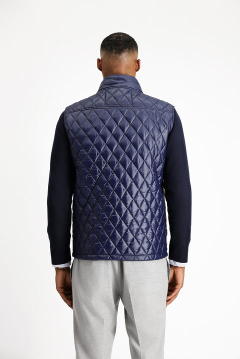 Koyu Lacivert Dik Yaka Cepli Fermuarlı Kapitone Spor Yelek