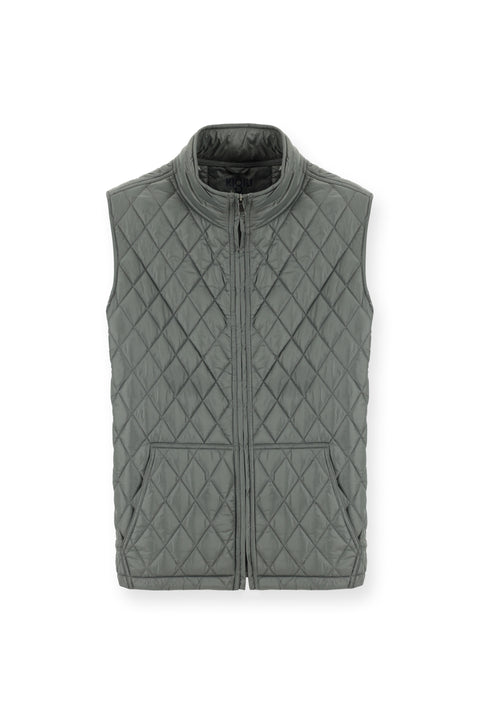 Koyu Antrasit Dik Yaka Cepli Fermuarlı Kapitone Spor Yelek