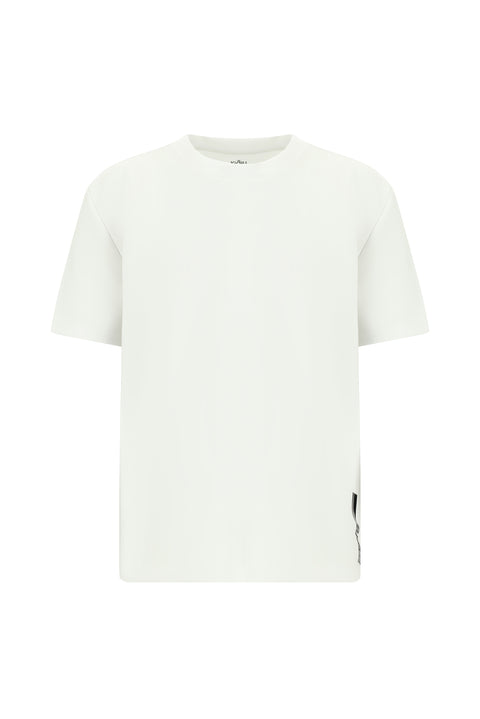 White Crew Neck Oversize Lycra Printed T-Shirt