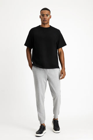  Siyah Bisiklet Yaka Oversize Pamuklu Tişört