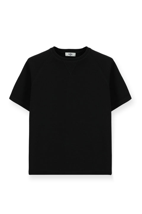 Siyah Bisiklet Yaka Oversize Pamuklu Tişört