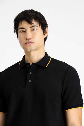  Siyah Regular Fit Desenli Likral? Polo Yaka Ti?ört-Ki??l?