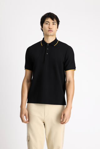  Siyah Regular Fit Desenli Likral? Polo Yaka Ti?ört-Ki??l?