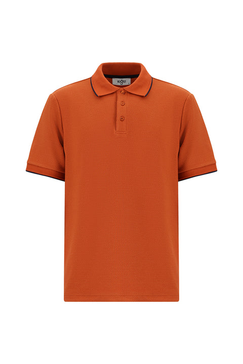 Kiremit Regular Fit Desenli Likralı Polo Yaka Tişört