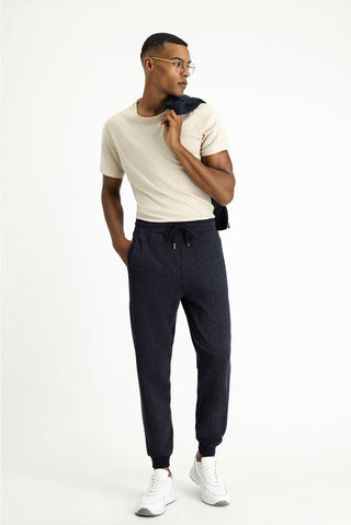  Koyu Lacivert Regular Fit Çizgili Sweatpant / E?ofman Alt?-Ki??l?