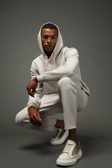  Açık Bej Desenli Pamuklu Sweatpant / Eşofman Altı