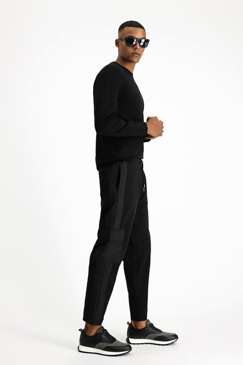 Black Cotton Cargo Pocket Sweatshirt/Sweatpants