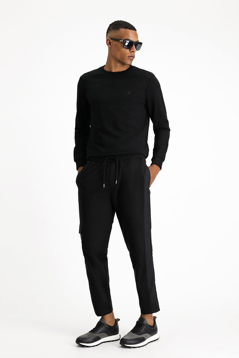 Black Cotton Cargo Pocket Sweatshirt/Sweatpants