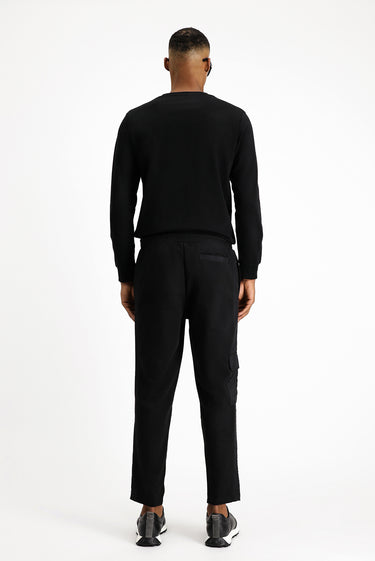 Siyah Pamuklu Kargo Cepli Sweatpant / Eşofman Altı