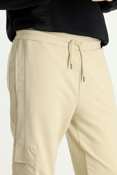  Orta Bej Pamuklu Kargo Cepli Sweatpant / Eşofman Altı