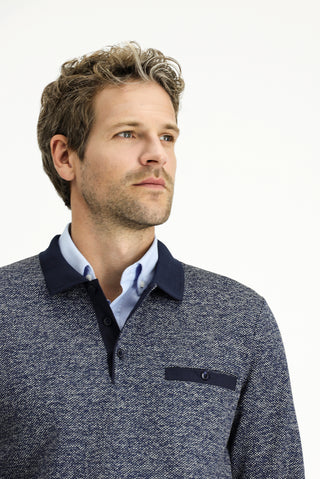  Açık Lacivert Polo Yaka Regular Fit Pamuklu Sweatshirt