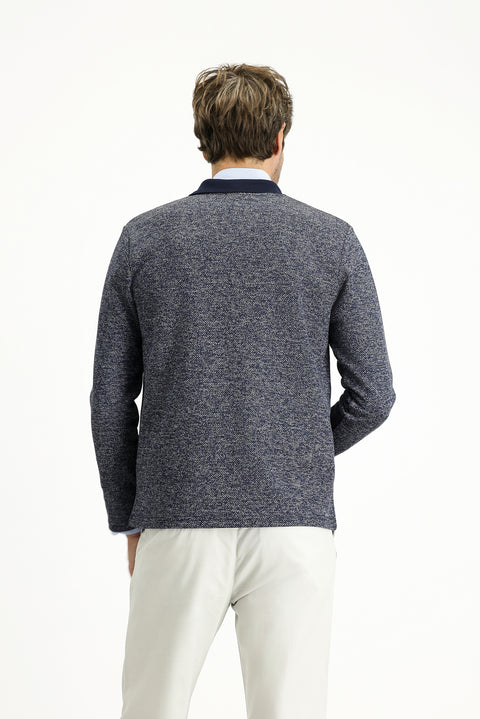 Açık Lacivert Polo Yaka Regular Fit Pamuklu Sweatshirt