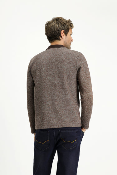  Orta Kahve Polo Yaka Regular Fit Pamuklu Sweatshirt