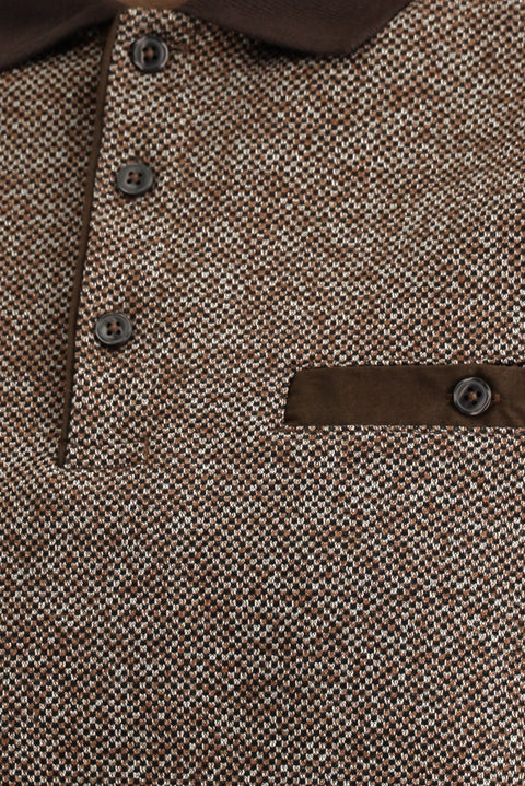 Orta Kahve Polo Yaka Regular Fit Pamuklu Sweatshirt