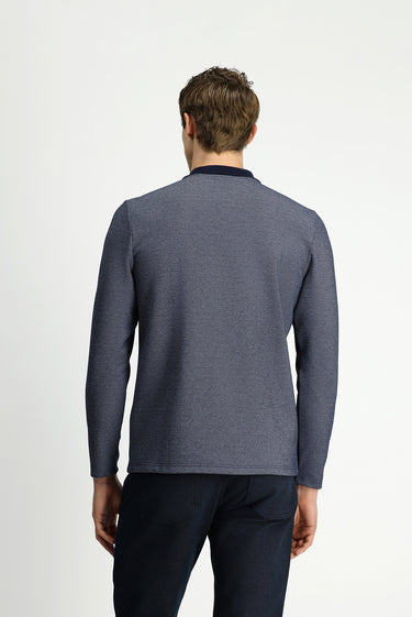 Açık Lacivert Polo Yaka Regular Fit Fermuarlı Pamuklu Sweatshirt