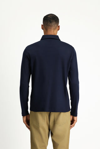 Koyu Lacivert Polo Yaka Regular Fit Pamuk Sweatshirt