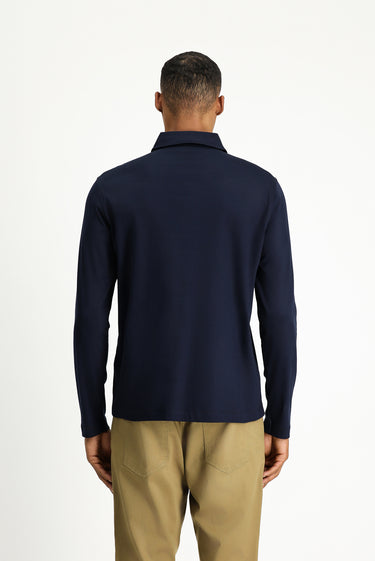 Koyu Lacivert Polo Yaka Regular Fit Pamuk Sweatshirt