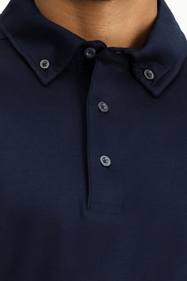Koyu Lacivert Polo Yaka Regular Fit Pamuk Sweatshirt