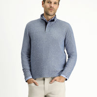 İndigo Yarım Balıkçı Yaka Regular Fit Çizgili Fermuarlı Sweatshirt